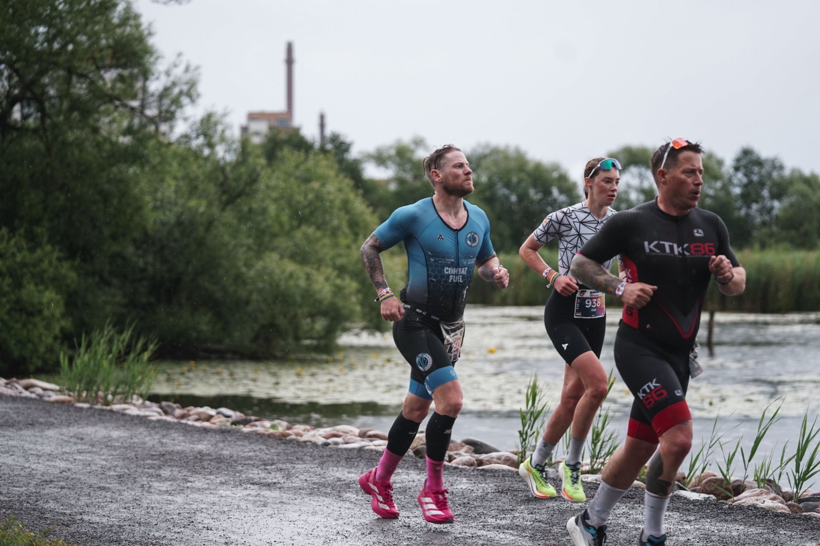 An endurance athlete pushing hard and suffering with purpose late in a race